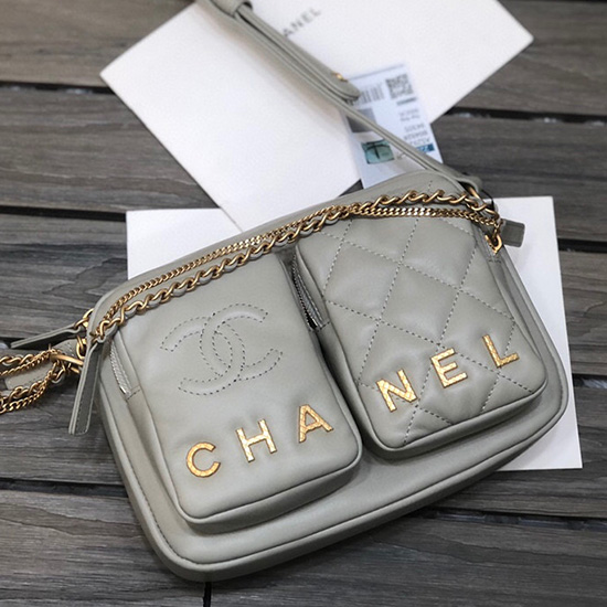 Chanel Small Calfskin Camera Case Grey AS2923