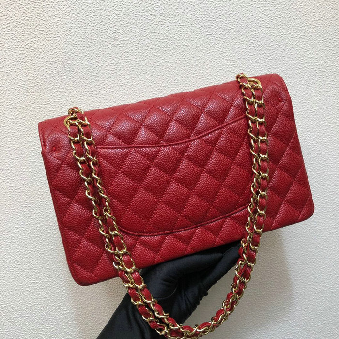 Classic Chanel Caviar Medium Flap Bag Red CF1112