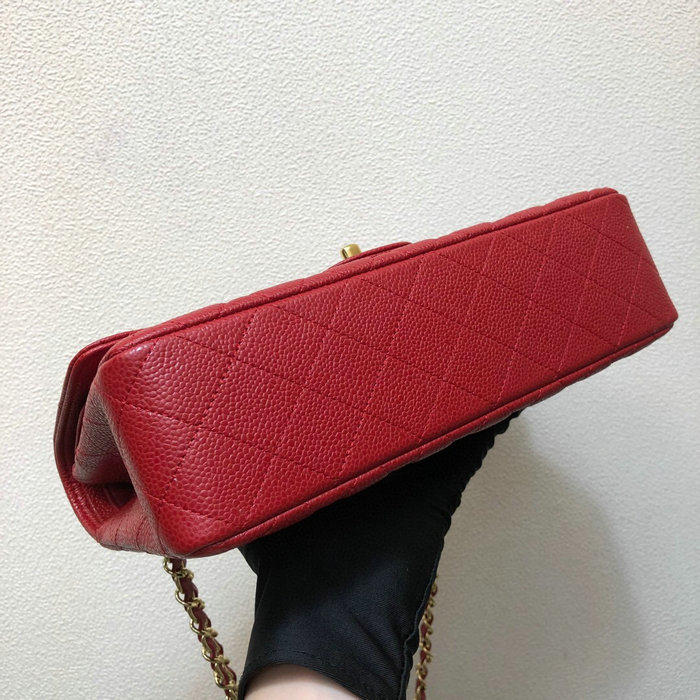 Classic Chanel Caviar Medium Flap Bag Red CF1112