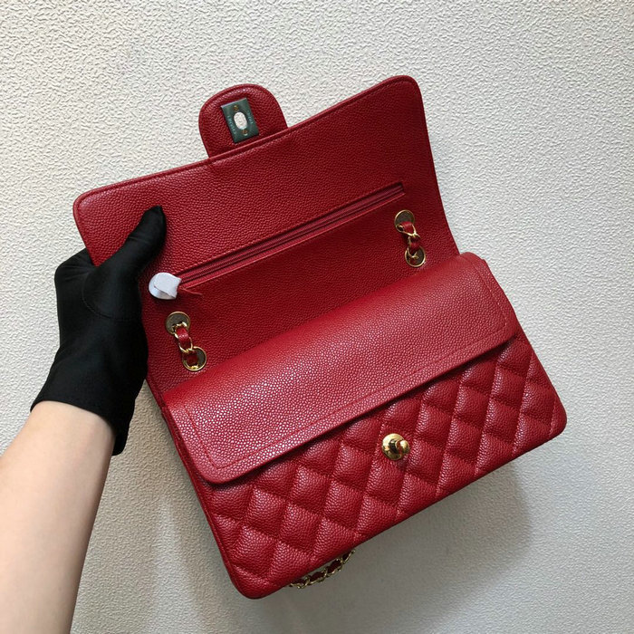 Classic Chanel Caviar Medium Flap Bag Red CF1112