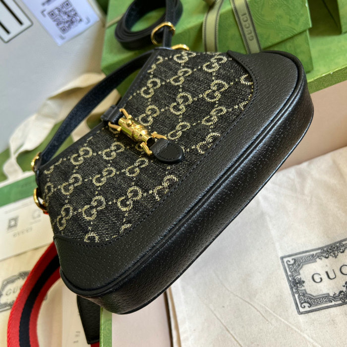 Gucci Denim Jackie 1961 Mini Shoulder Bag Black 685127