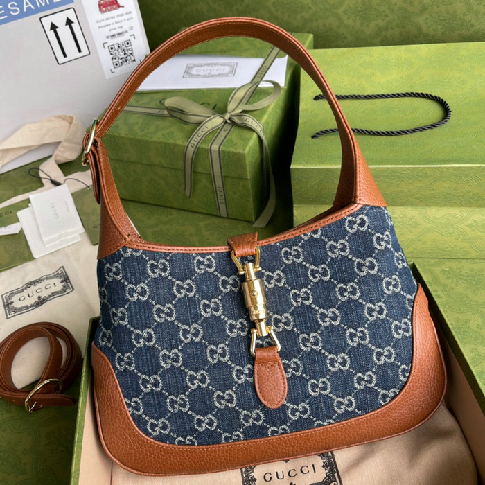 Gucci Denim Jackie 1961 Small Shoulder Bag 636706