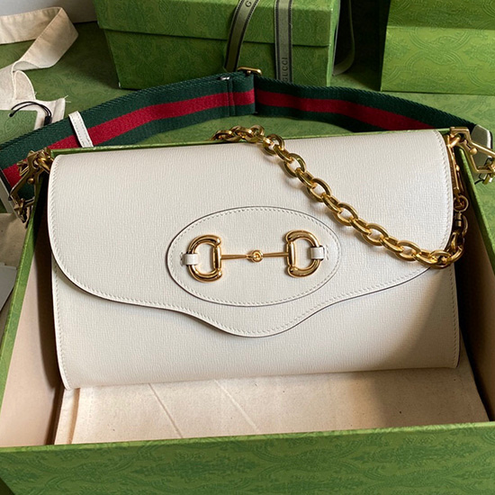 Gucci Horsebit 1955 Small Leather Bag White 677286