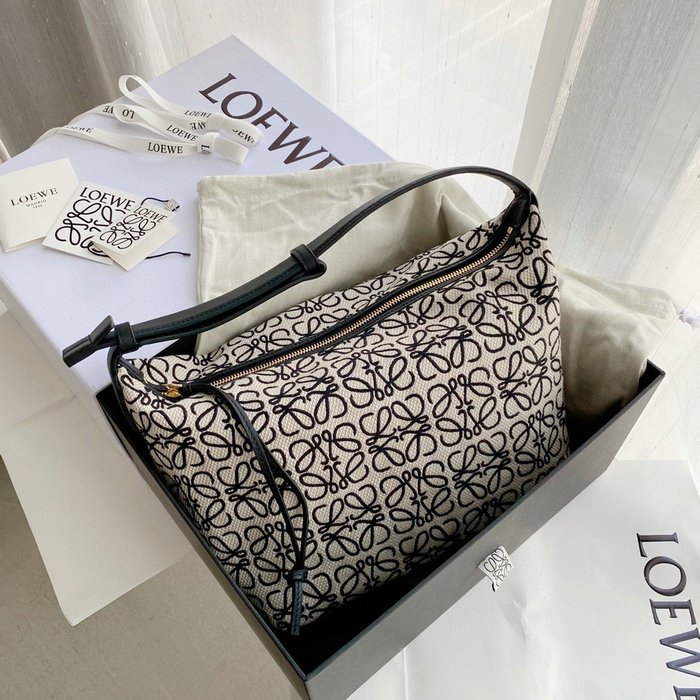 Loewe Small Cubi bag in Anagram jacquard White and Black 90668