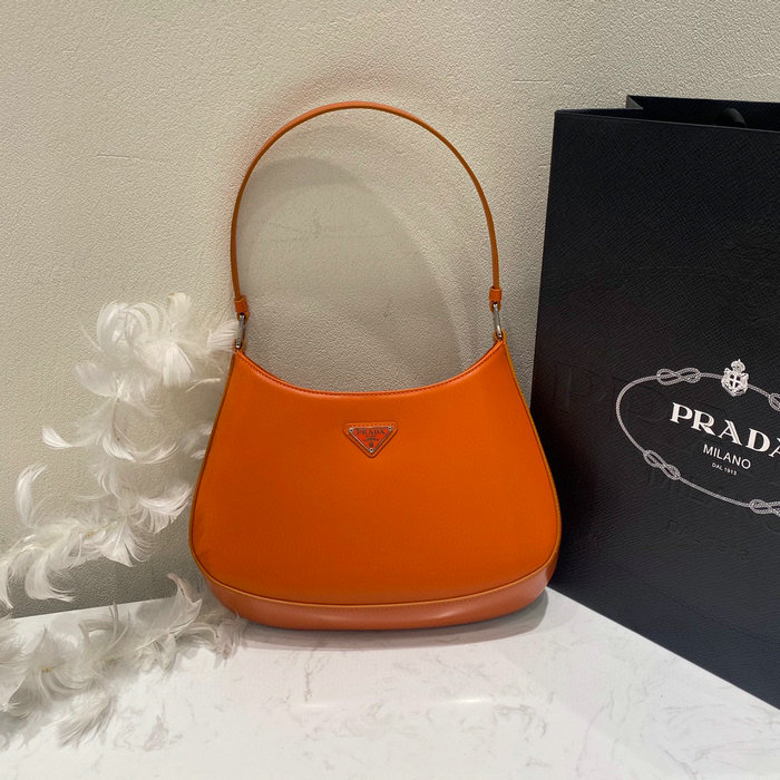 Prada Cleo Brushed Leather Shoulder Bag Orange 1BC499