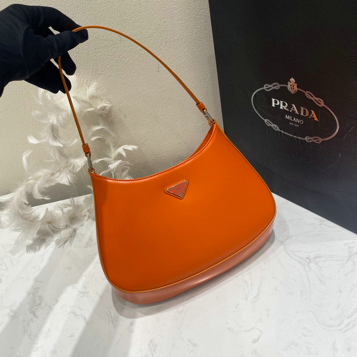 Prada Cleo Brushed Leather Shoulder Bag Orange 1BC499