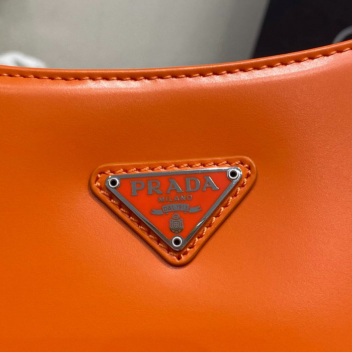 Prada Cleo Brushed Leather Shoulder Bag Orange 1BC499