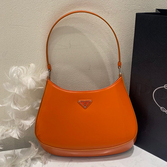 Prada Cleo Brushed Leather Shoulder Bag Orange 1BC499