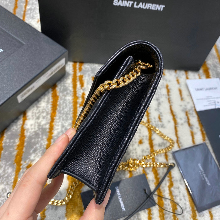 Saint Laurent Envelope Chain Wallet Black with Gold 393953