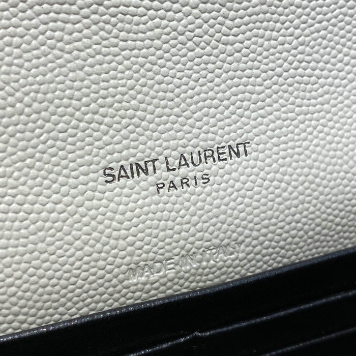 Saint Laurent Envelope Chain Wallet White with Black 393953