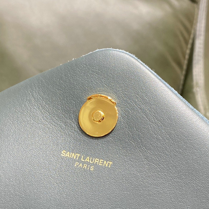Saint Laurent Medium Suede Loulou Chain Bag Blue 459749