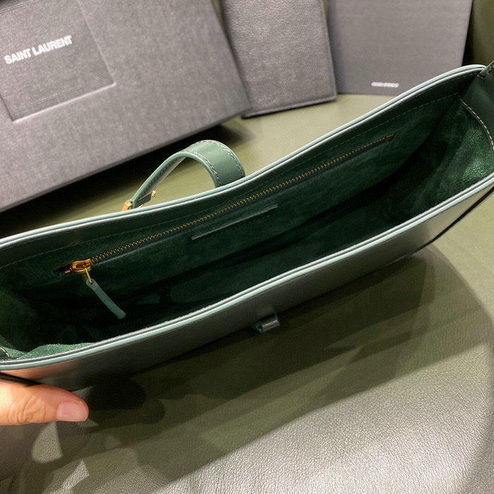 Saint Laurent Monogram Smooth Leahter Hobo Bag Dark Green 657228