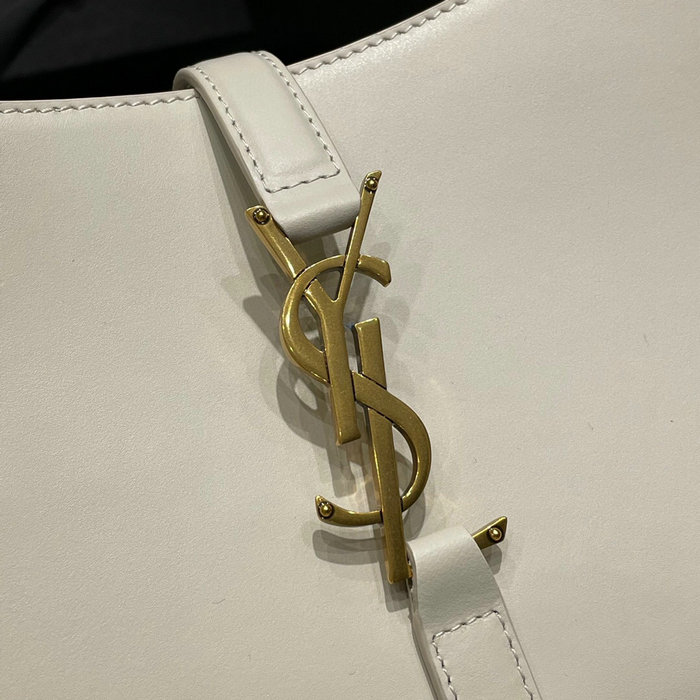 Saint Laurent Monogram Smooth Leahter Hobo Bag White 657228