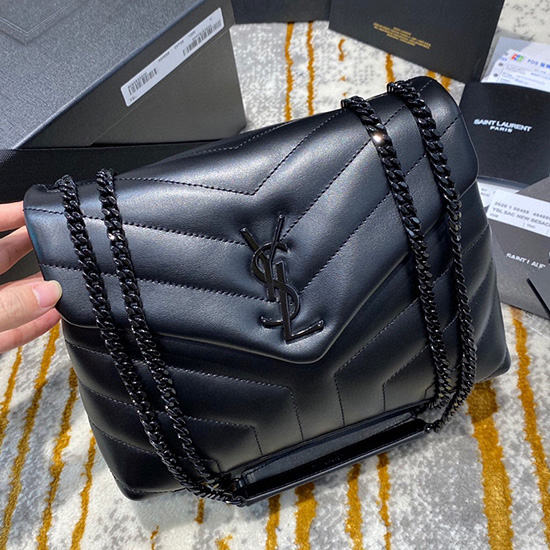 Saint Laurent Small Leather Loulou Chain Bag Black 494699