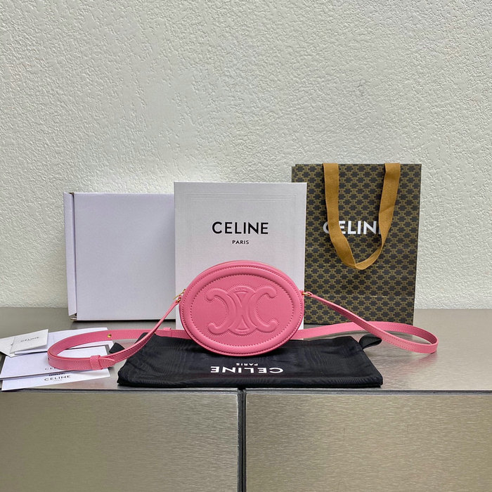 Celine Crossbody Oval Purse Cuir Triomphe Flamingo C35507