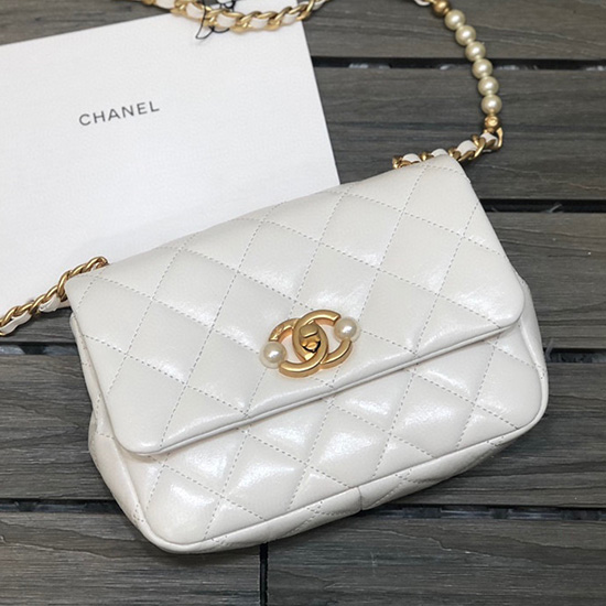 Chanel Calfskin Mini Flap Bag White AS3000