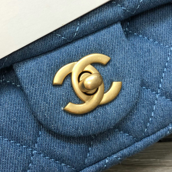 Chanel Denim Mini Flap Bag Blue AS1786