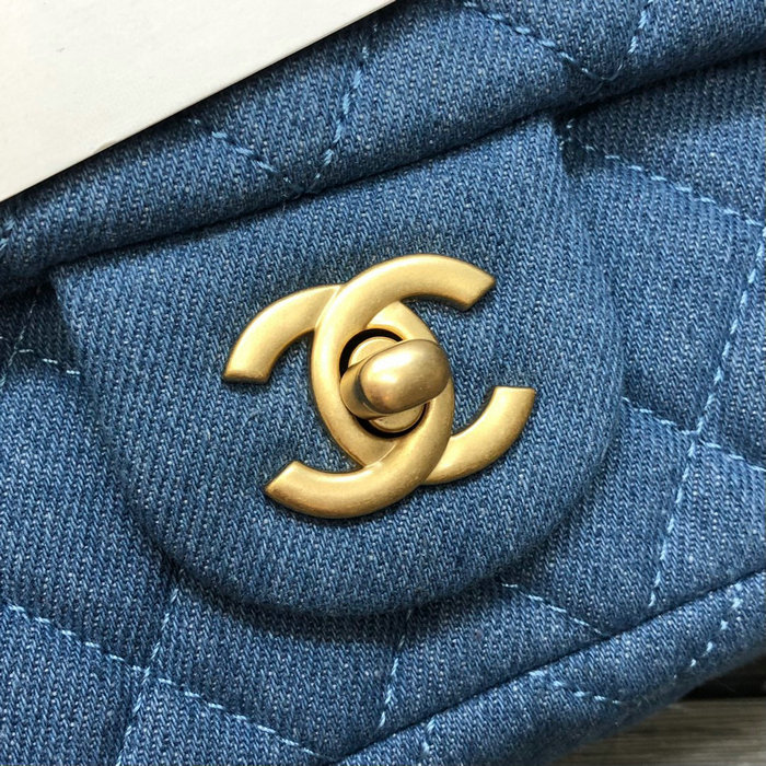 Chanel Denim Small Flap Bag Blue AS1787