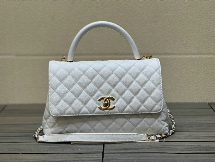 Chanel Flap Bag with Top Handle White A92991