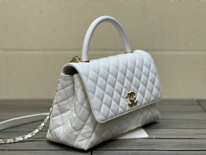 Chanel Flap Bag with Top Handle White A92991