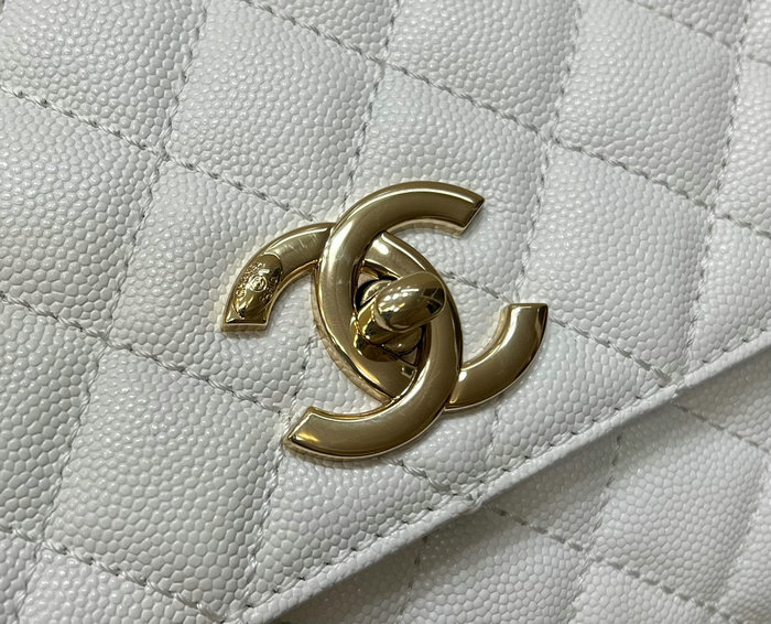 Chanel Flap Bag with Top Handle White A92991