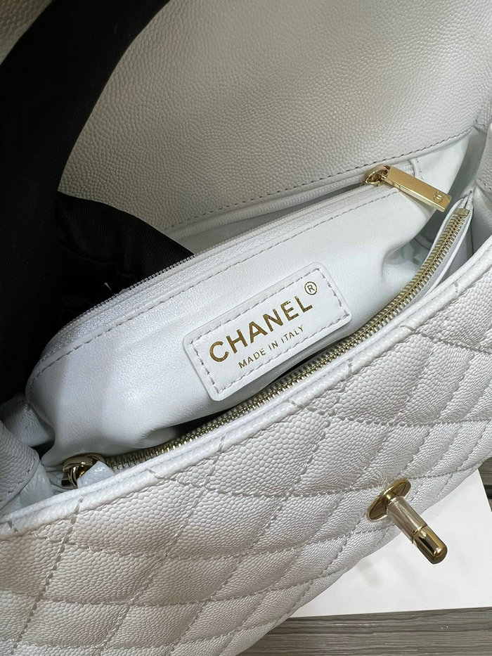 Chanel Flap Bag with Top Handle White A92991