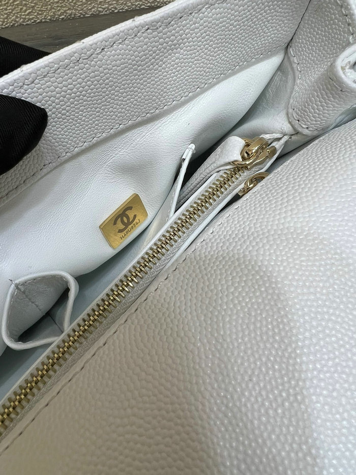 Chanel Flap Bag with Top Handle White A92991