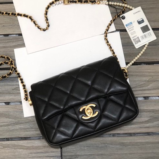 Chanel Lambskin Mini Flap Bag Black AS2855