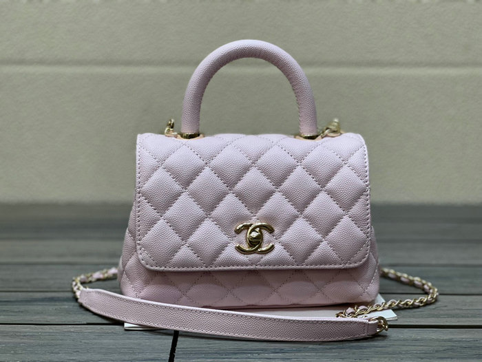 Chanel Mini Flap Bag with Top Handle Pink AS2215