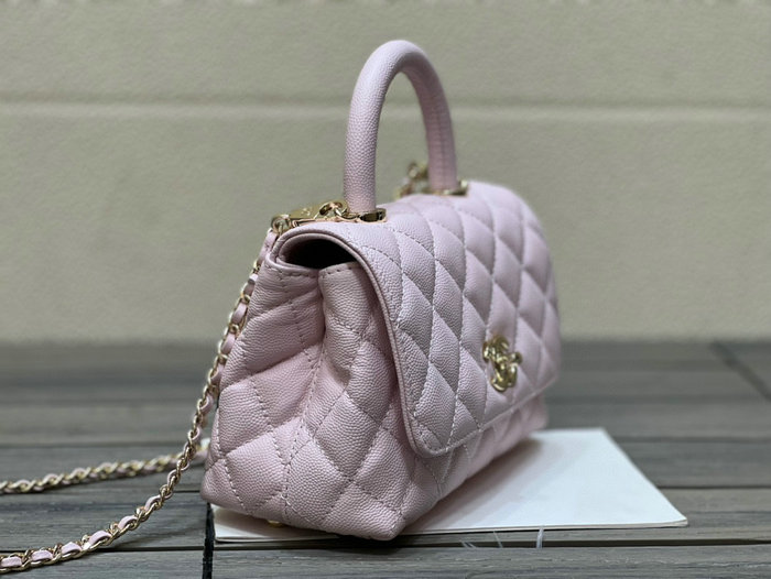 Chanel Mini Flap Bag with Top Handle Pink AS2215