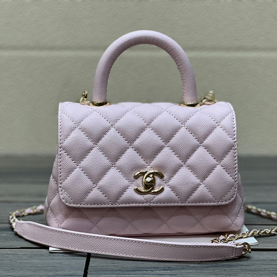 Chanel Mini Flap Bag with Top Handle Pink AS2215