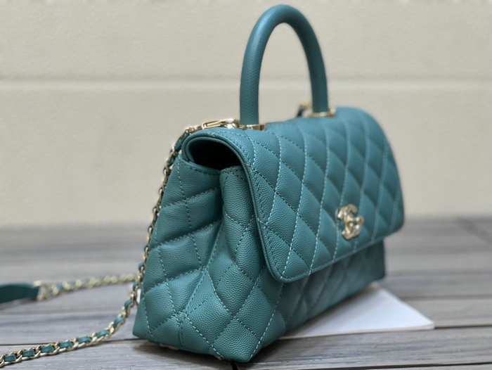 Chanel Small Flap Bag with Top Handle Green A92990