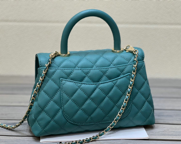 Chanel Small Flap Bag with Top Handle Green A92990