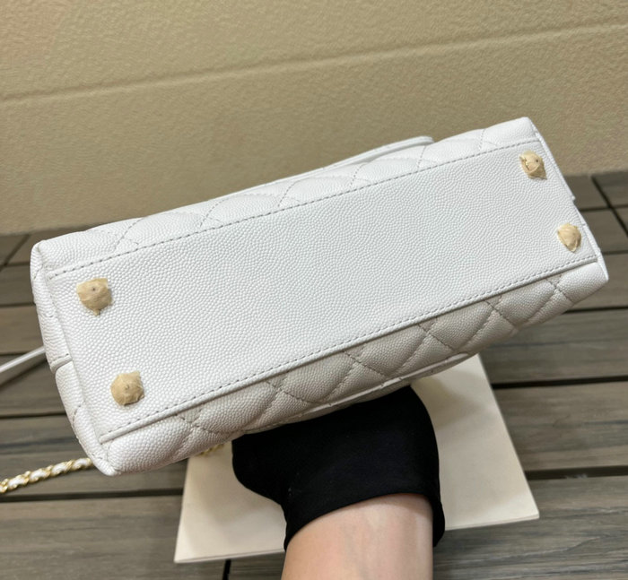 Chanel Small Flap Bag with Top Handle White A92990