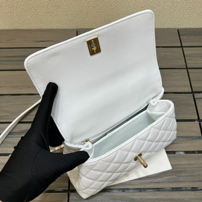 Chanel Small Flap Bag with Top Handle White A92990