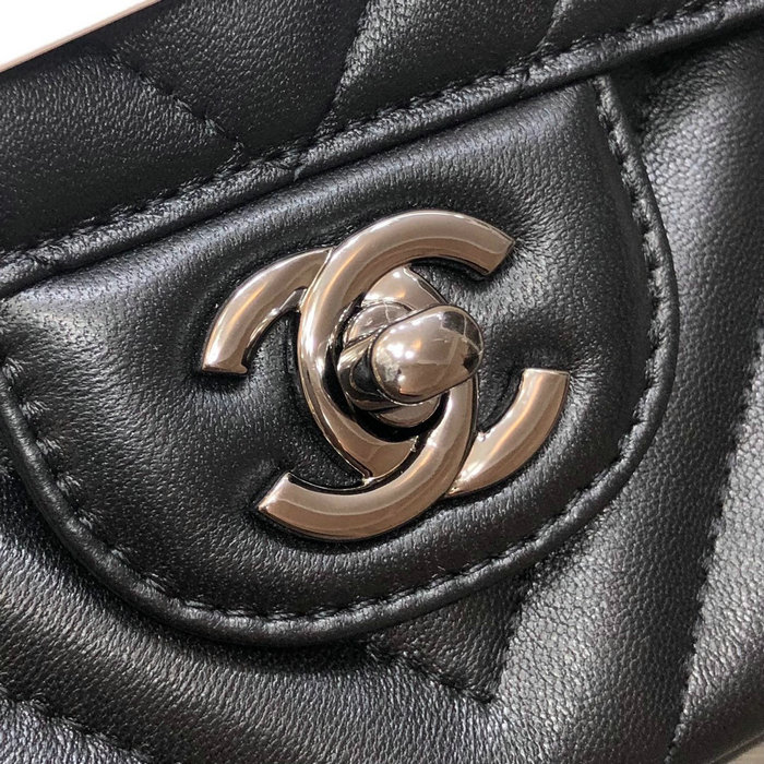 Classic Chanel Chevron Medium Flap Bag Black CF1112