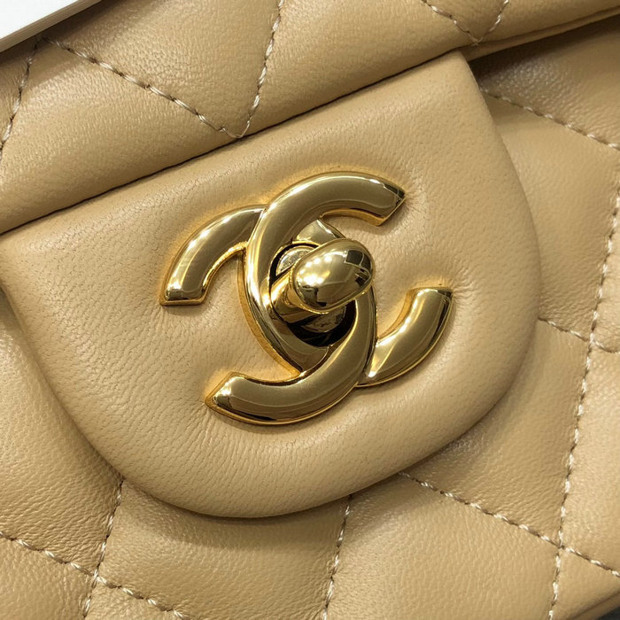 Classic Chanel Lambskin Medium Flap Bag Beige CF1112