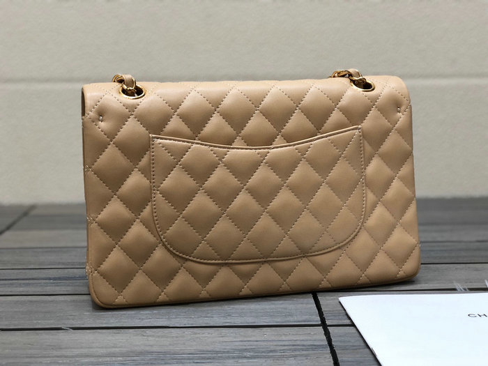 Classic Chanel Lambskin Medium Flap Bag Beige CF1112