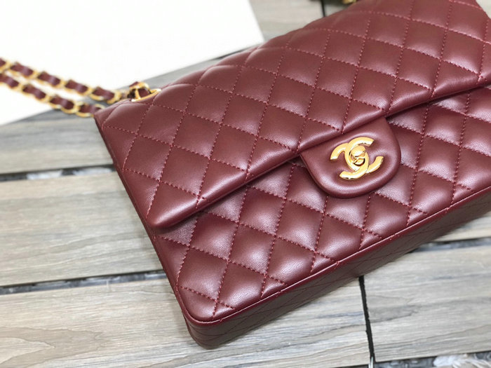 Classic Chanel Lambskin Medium Flap Bag Burgundy CF1112
