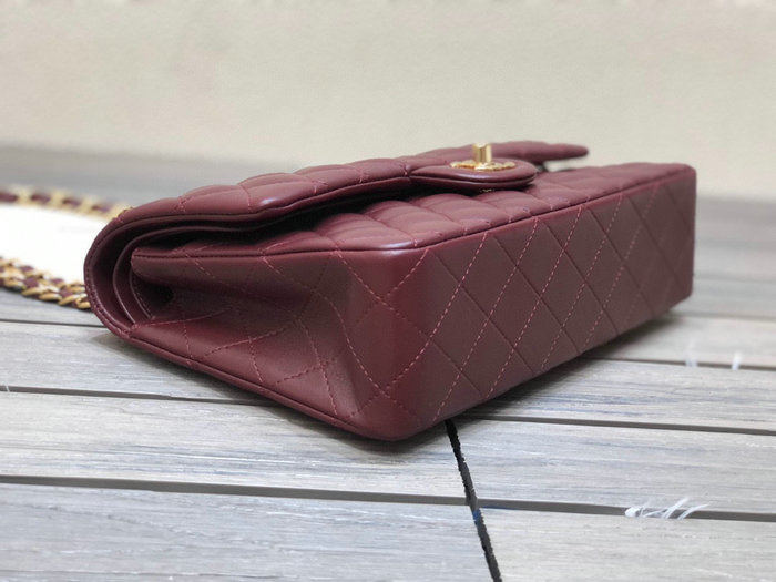 Classic Chanel Lambskin Medium Flap Bag Burgundy CF1112