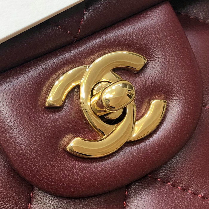 Classic Chanel Lambskin Medium Flap Bag Burgundy CF1112