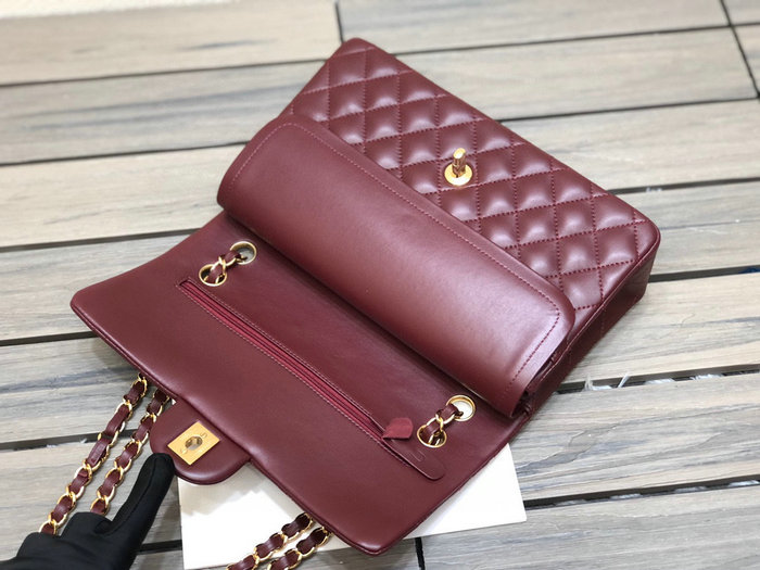 Classic Chanel Lambskin Medium Flap Bag Burgundy CF1112