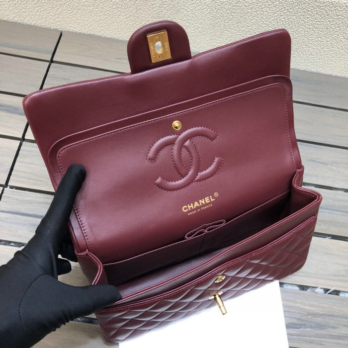 Classic Chanel Lambskin Medium Flap Bag Burgundy CF1112