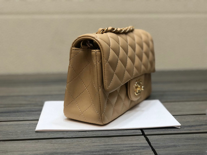 Classic Chanel Lambskin Small Flap Bag Beige with Gold CF1116