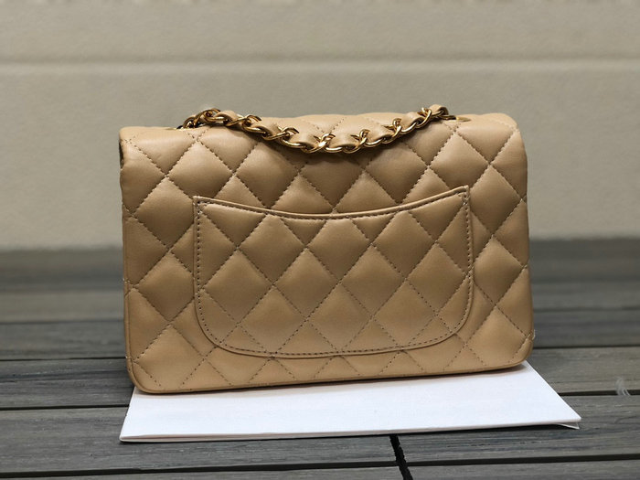 Classic Chanel Lambskin Small Flap Bag Beige with Gold CF1116