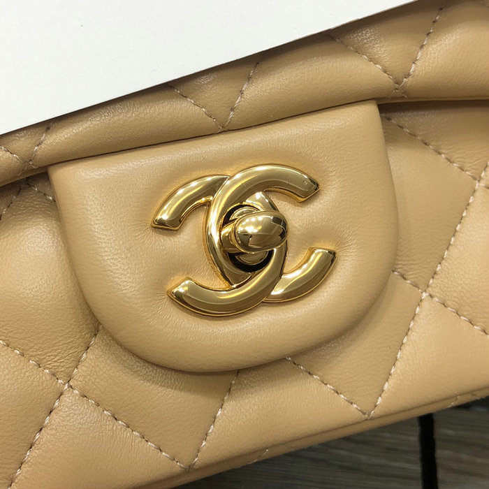 Classic Chanel Lambskin Small Flap Bag Beige with Gold CF1116