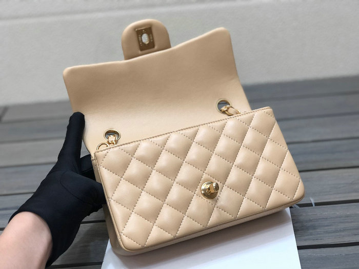 Classic Chanel Lambskin Small Flap Bag Beige with Gold CF1116