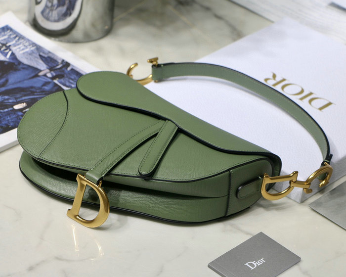 Dior Grained Calfskin Saddle Bag Green DM9001