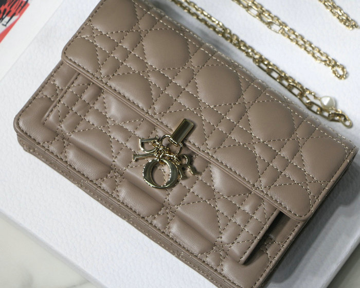 Dior lambskin Chain Wallet Nude DM7001