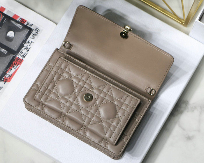 Dior lambskin Chain Wallet Nude DM7001